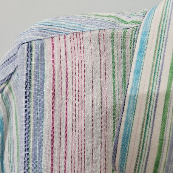 Johnny Uptown Linen Blend Button Down Shirt 2XL Multicolor Stripe Casual - Picture 5 of 13